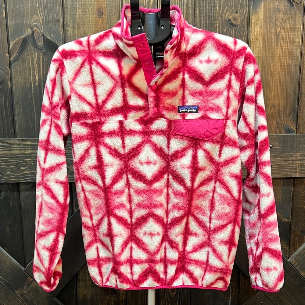 Patagonia Pink Synchilla Tie Dye T Snap Fleece Pullover S Geo Outdoors Preppy